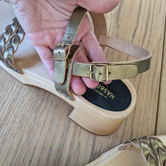 Swedish Hasbeen *never worn* Braided Sandal Wooden Clog - Picture 9 of 15